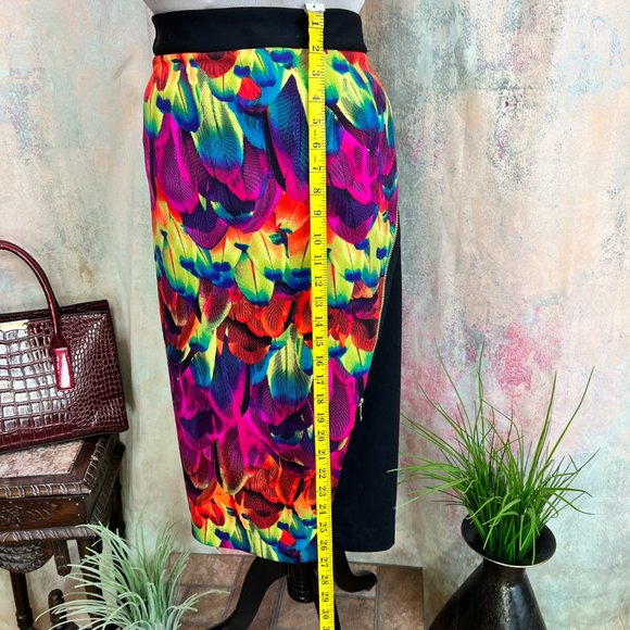 📌Worthington Eye-Catcher Exotic Print Rainbow  Color Jungle Zipper Skirt - Picture 6 of 16